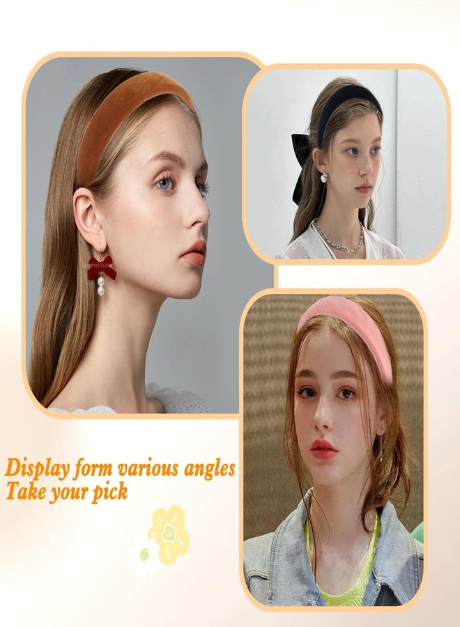 ZLSPTK 4Pcs Velvet Headband for Women Girls Wide Hairbands Pack Non Slip Black Thick Headband Set Adult Padded Hair Band Fashion Soft Headbands for Long Short Thin Curly Hair Accessories Christmas Gifts - Image 3